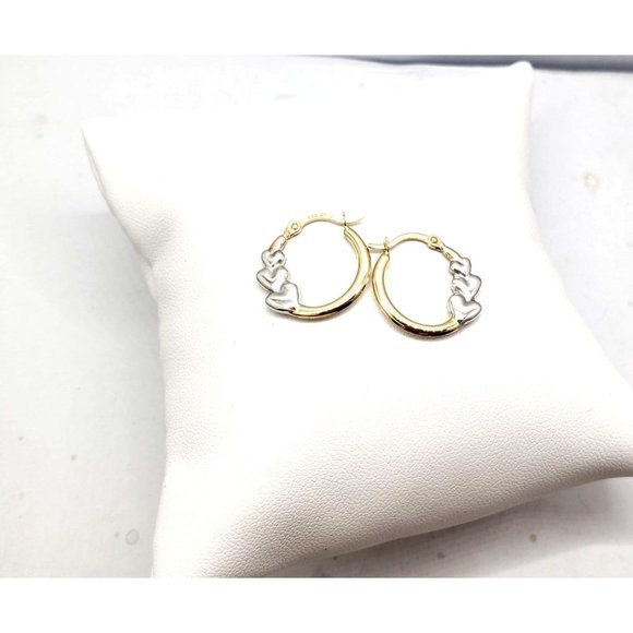 14K REAL GOLD Super Light Hollow Hearts Hoop Earrings - Picture 5 of 12